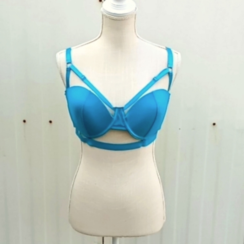 Oh la la Cheri Paris Turquoise "Michella Bondage Bra" Size 2X